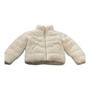 Macy’s Rokka & Rolla Girls XS 4-5 Ivory Faux Fur Puffer Jacket Winter Coat NWOT